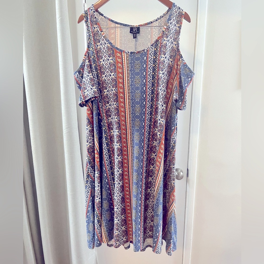Women's Multicolor Cold Shoulder Dress